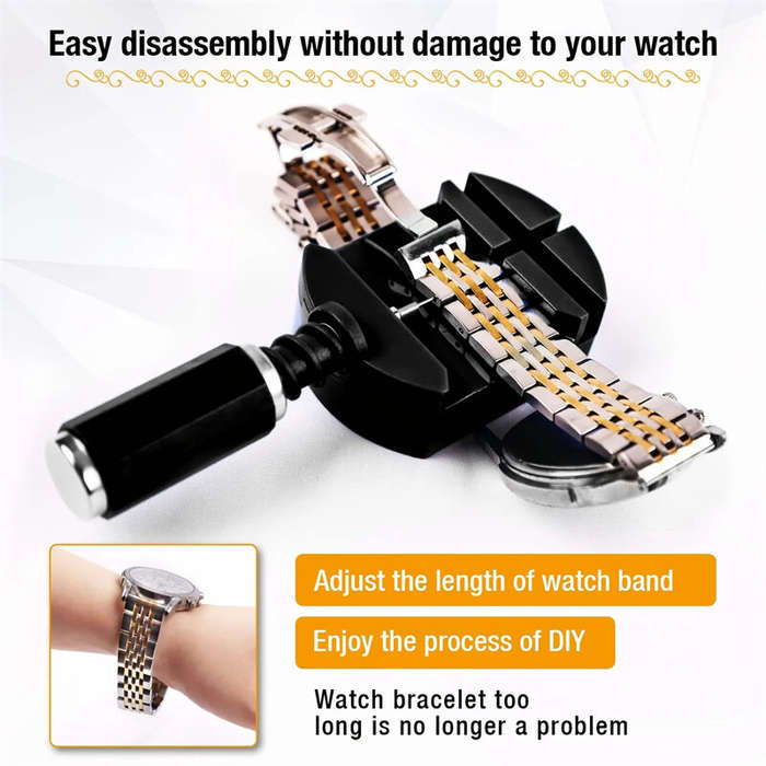 Black - 11pcs Watch Link Removal Tool Kit Watch Band Tool Chain Pin Remover Repair Tool Kit for Watc