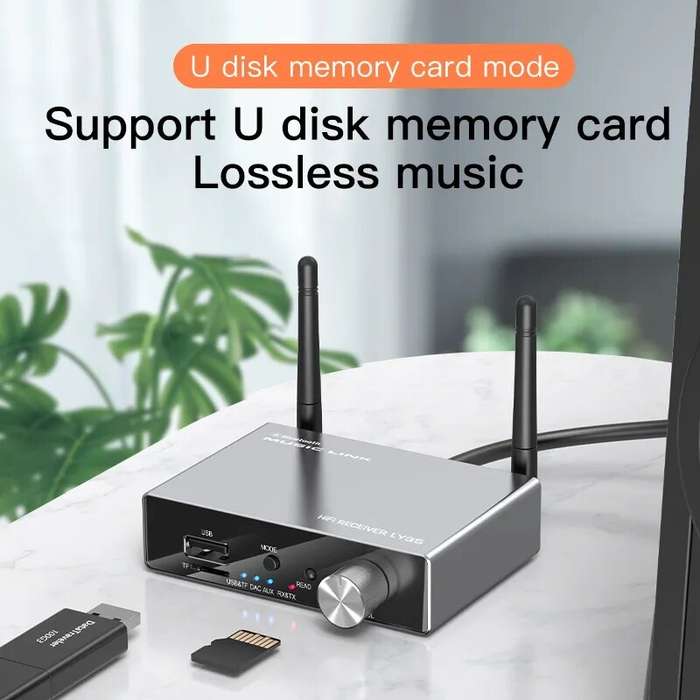Black - Optical Fiber Coaxial bluetooth 5.3 Receiver Transmitter Audio Digital Analog Converter Ster