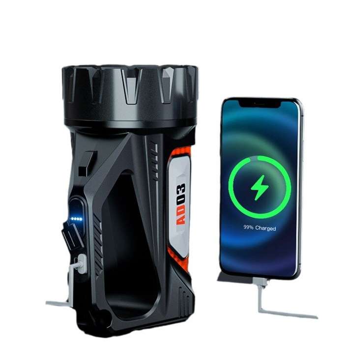 Black - WARSUN DA03 Solar Rechargeable Energy Camp Flashlights ABS Portable Waterproof Torch Work Li