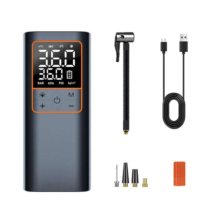 Black - Portable 150Psi Smart Cordless Multifunctional Air Pump Dual Digital Display Tire Inflator 5