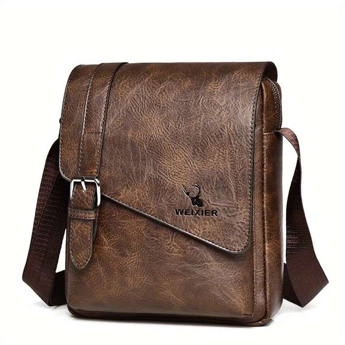 Black - WEIXIER Men's Business Shoulder Bag Large Capacity, Waterproof Messenger Crossbody Bag, Casu