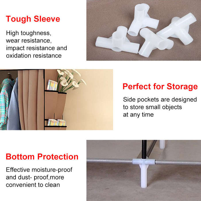 Coffee - Foldable Mobile Textile Wardrobe Fabric Cupboard Folding Cupboard Wardrobe for Home Bedroom