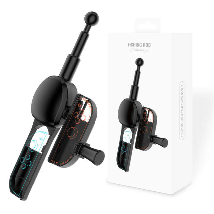 Black - JYS JYS-NS2285 Switch2 Fishing Rod Joy-Con Compatible Rotary Wheel Realistic Fishing ZR Quic