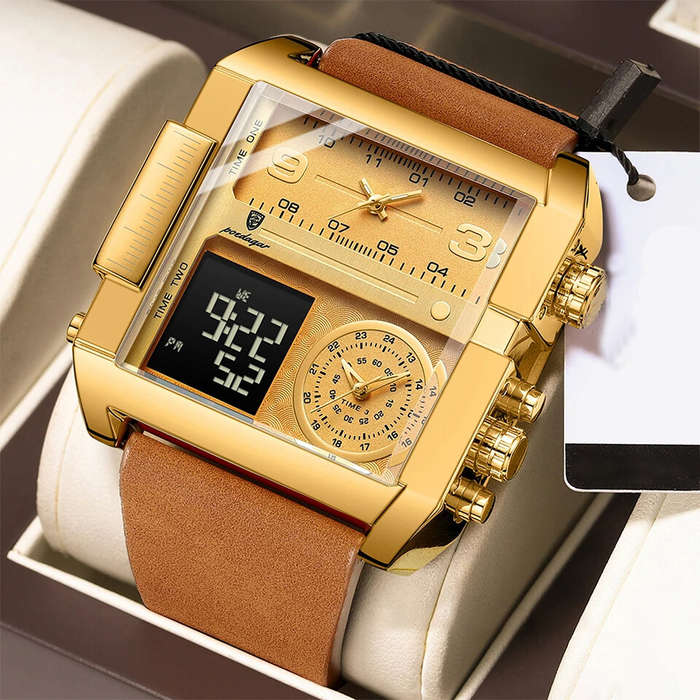 Black - POEDAGAR Luxury Men Quartz Watch Fashion Rectangle Sport Watch Waterproof Multifunction Elec