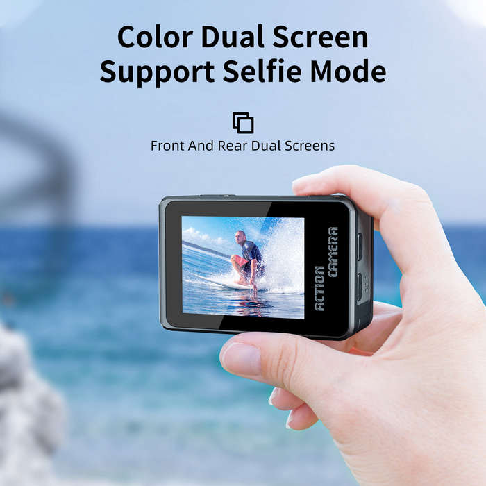 #1 - AUSEK 5K 30FPS Action Camera Dual Screen Outdoor Anti-Shake Action Camera HD Waterproof Helmet