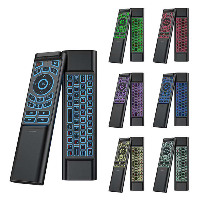 Black - M3 Dual Mode Backlit Air Mouse 2.4G bluetooth 66 Keys 7-Color Backlight IR Learning Wireless