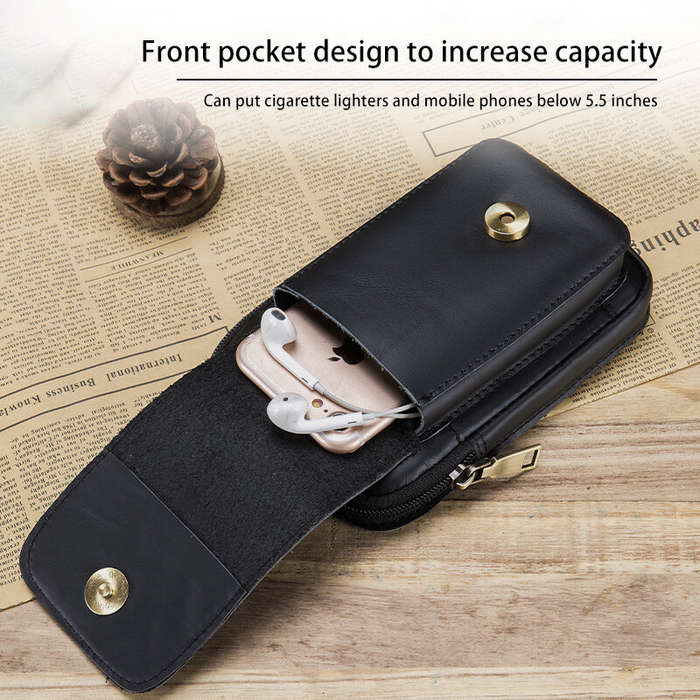 Coffee - BULLCAPTAIN Men's Genuine Leather Waist Bag Casual Fashion Small Business Bag Multifunction