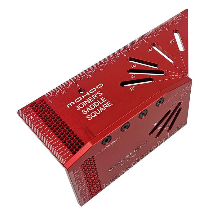 Metric - Mohoo Aluminum Alloy Woodworking Saddle Layout Square Gauge 3D Mitre Angle Measuring Templa