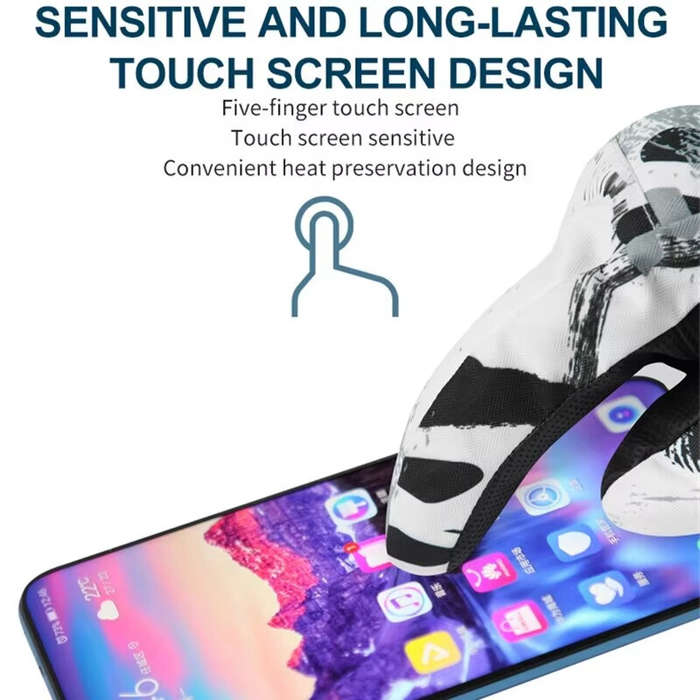 Female - Unisex PU Leather Waterproof Ski Gloves Anti-slip Touch Screen Motorcycle Cycling Fleece Wa