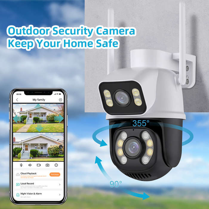 Black/White - 3MP+3MP WiFi IP Camera 4K 6MP Wireless Security Surveillance Cameras NETIP Onvif Human