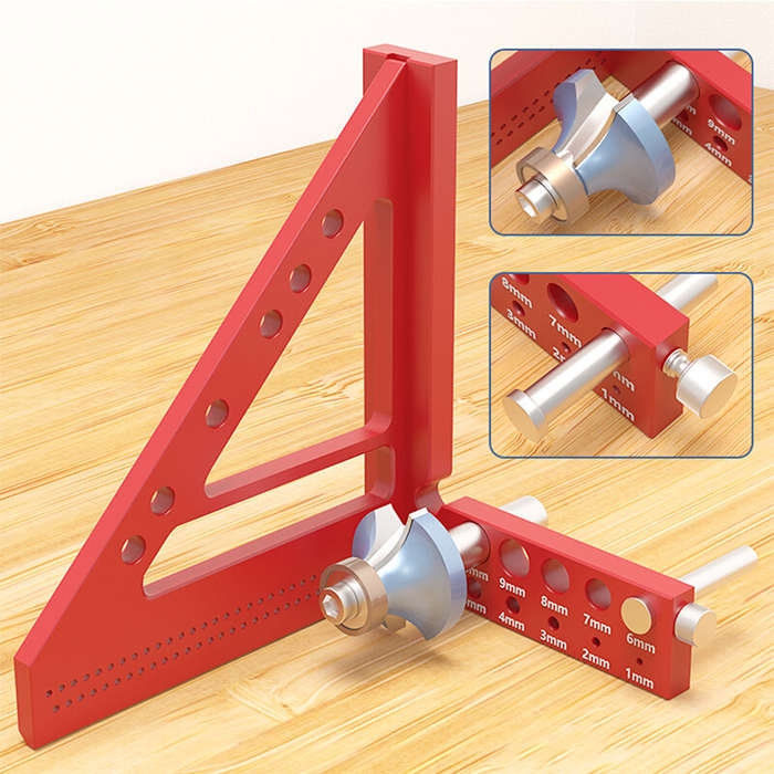 Metric - ENJOYWOOD 5 inch 3D Multi-Angle Measuring Ruler Square Ruler 22.5-90 Degree Protractor Prot