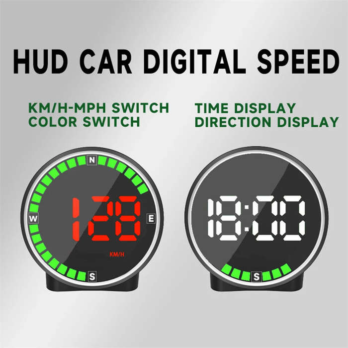 Colorful - Car Speedometer Head-Up Display 7 Color Lights GPS Dashboard Monitor Overspeed Warning La
