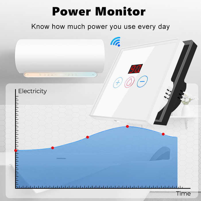 Black - Smart WiFi Water Heater Control Device 20A High Power Compatible with Alexa Voice Control Ti