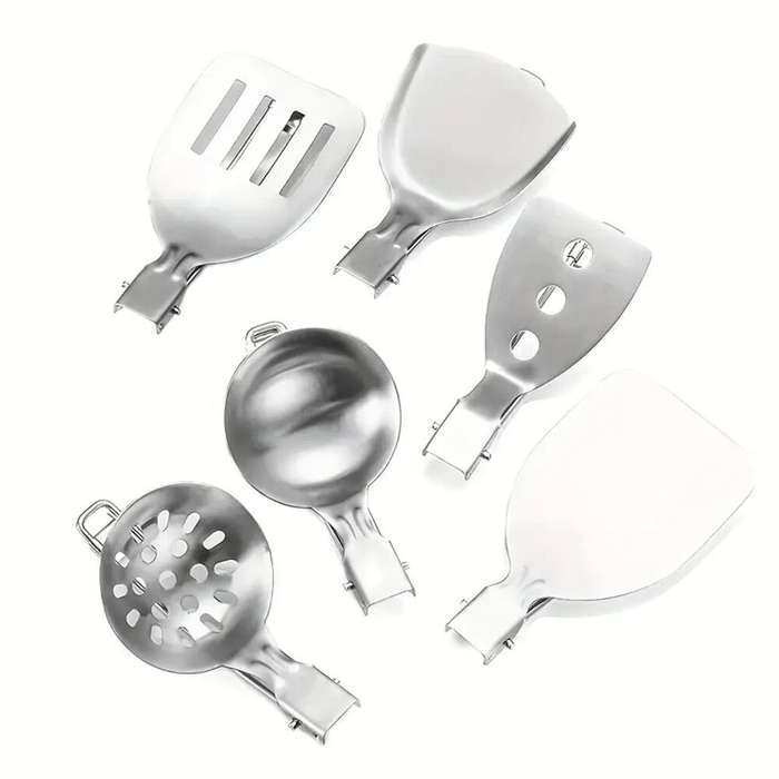 Silver - IPRee 6pcs Kitchen Accessories Multi-functional Folding Kitchenware Cookware Stainless Stee