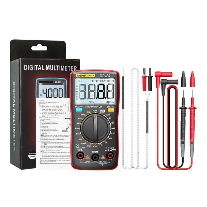 Red - ANENG AN113C Intelligent Auto Measure Digital Multimeter 4000 Counts True RMS LCD Digital Mult