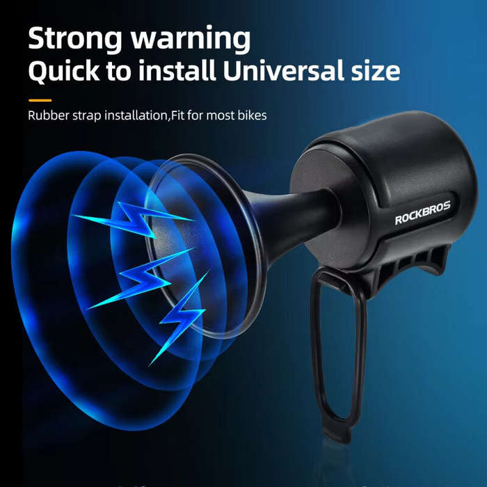 Black - ROCKBROS EH-2PLUS 120dB Electronic Bicycle Bell Ring High Sound IPX4 Waterproof Horn Cycling