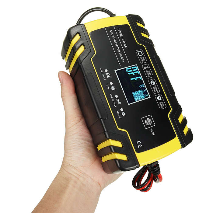 Black - iMars 12V 24V 8A 4A Touch Screen Pulse Repair LCD Battery Charger For Car Motorcycle Lead Ac