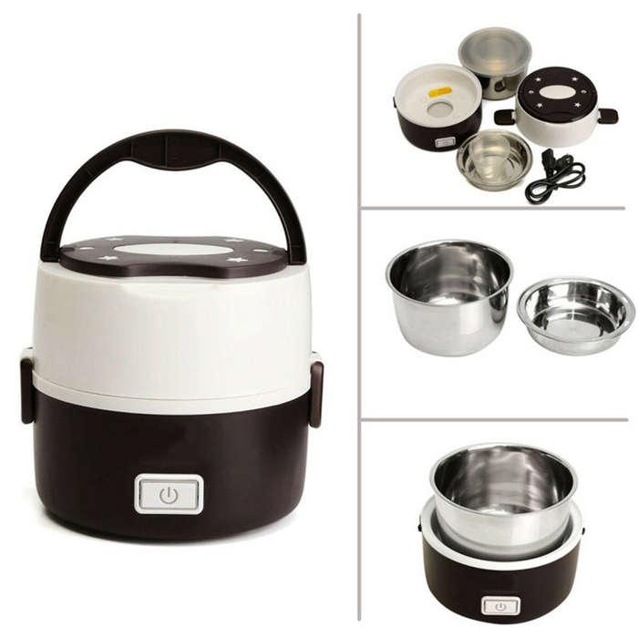 Janolia 1.3L 200W Portable Electric Lunch Box Food Warmer with Removable Stainless Steel Container E