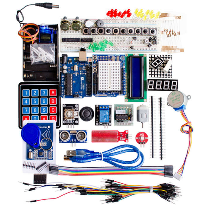 Starter Kit for Arduino UN0 R3 - UN0 R3 Breadboard and Holder Step Motor / Servo /1602 LCD / Jumper
