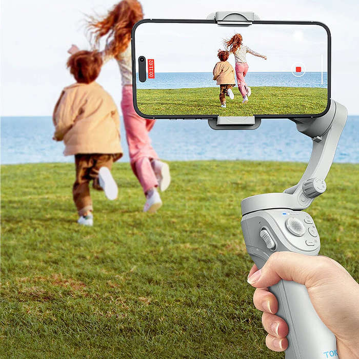 TOKQI M01 3-Axis Gimbal Stabilizer with Filling Light Anti-shake Handheld Smartphone Gimbal with Fol