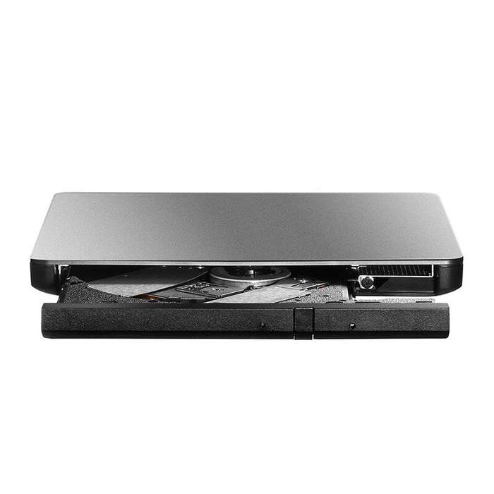 Silver - Lenovo DB85 External CD/DVD Drive 2-in-1 Type-C+USB CD DVD RW Drive Player Optical Burner D