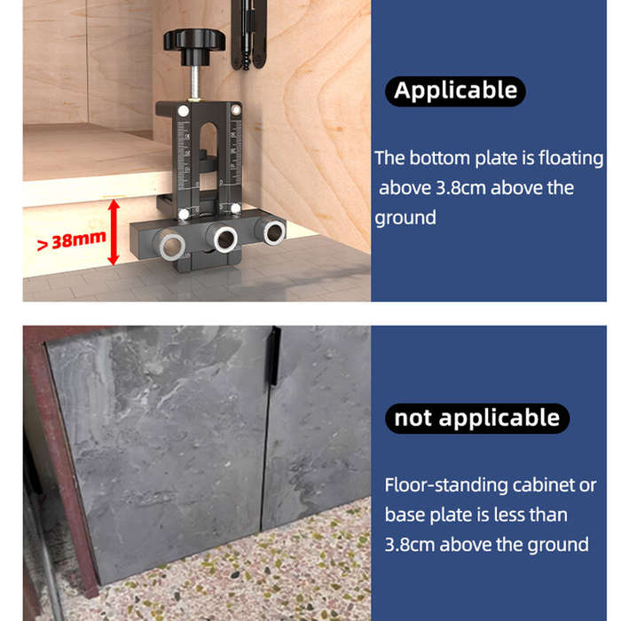 Black - ENJOYWOOD Cabinet Door Mounting Jig Aluminum Alloy Installation Positioner Cabinet Hardware