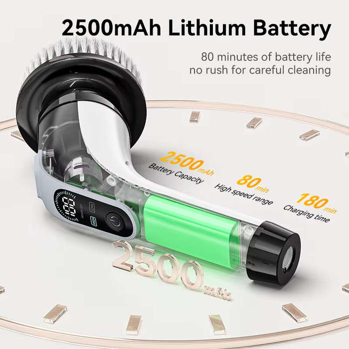 Grey - Cordless Electric Cleaning Brush Cordless Handheld Shower Washer Rotating Cleaner Multi-funct