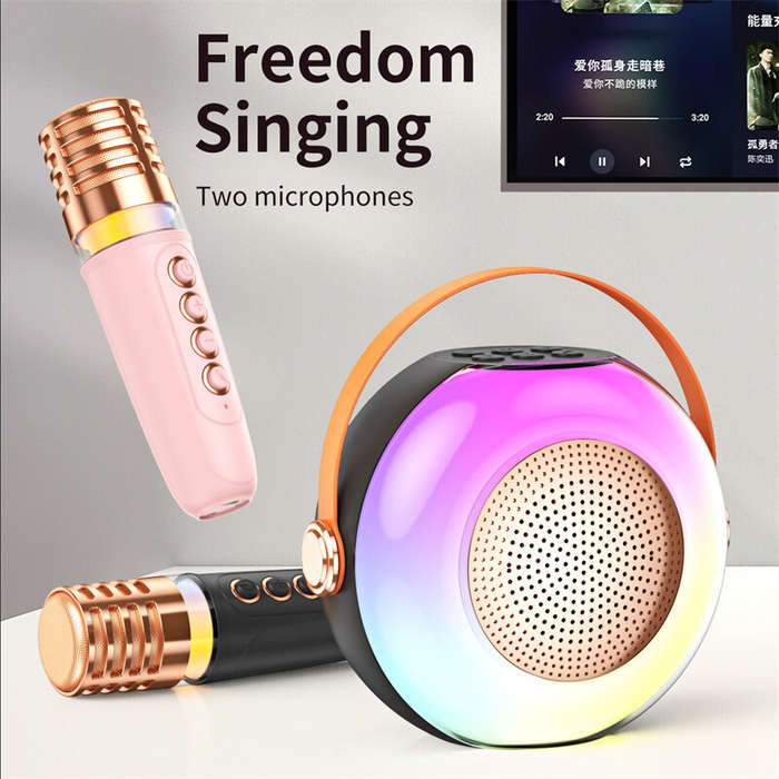 Yellow - A6 RGB bluetooth Speaker Portable Speaker with Dual Microphone Bass Diaphragm 360 Surround
