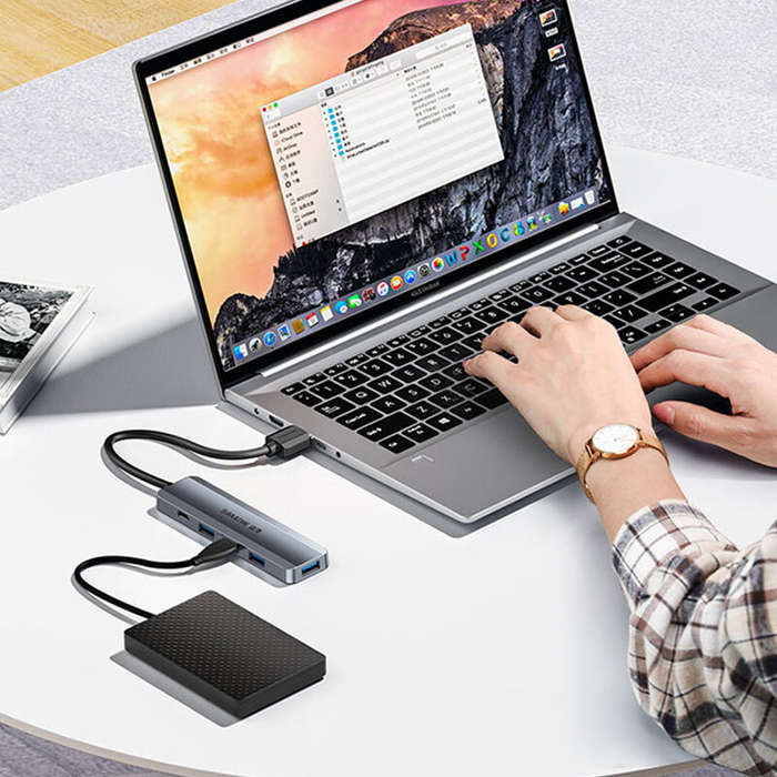 5 in 1 - SAMZHE 5 in 1 USB3.0 Hub Docking Station USB Adapter with USB3.0*4 / PD USB-C for Phone PC