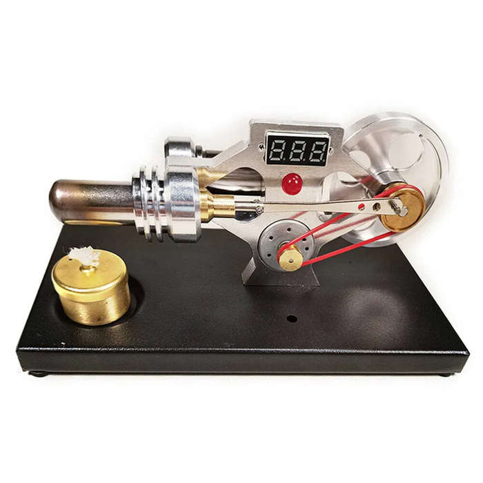 Silver - STARPOWER YH001 Type Digital Stirling Engine Model with Glow Lamp Bead and Voltmeter Physic