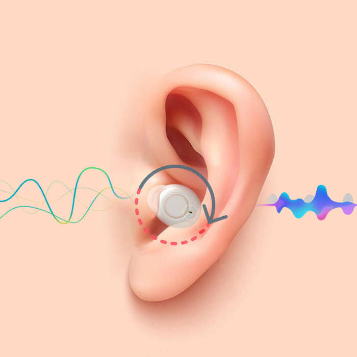 White - Black/White Rechargeable Portable Adjustable Hearing Earphones Invisible-In-Canal Sound Ampl