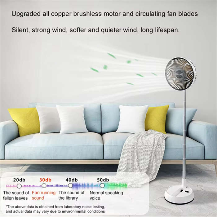 White - Tevorex Portable Multifunction Oscillating Standing Fan with Three Speed Timing Remote Contr