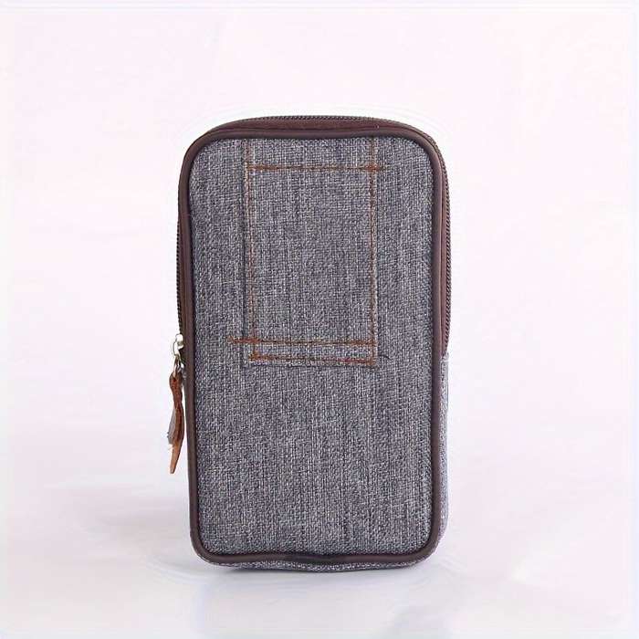 Black - Men's Canvas Mobile Phone Belt Waist Bag Portable Multi-Pocket Fanny Pack Card Holder Wallet