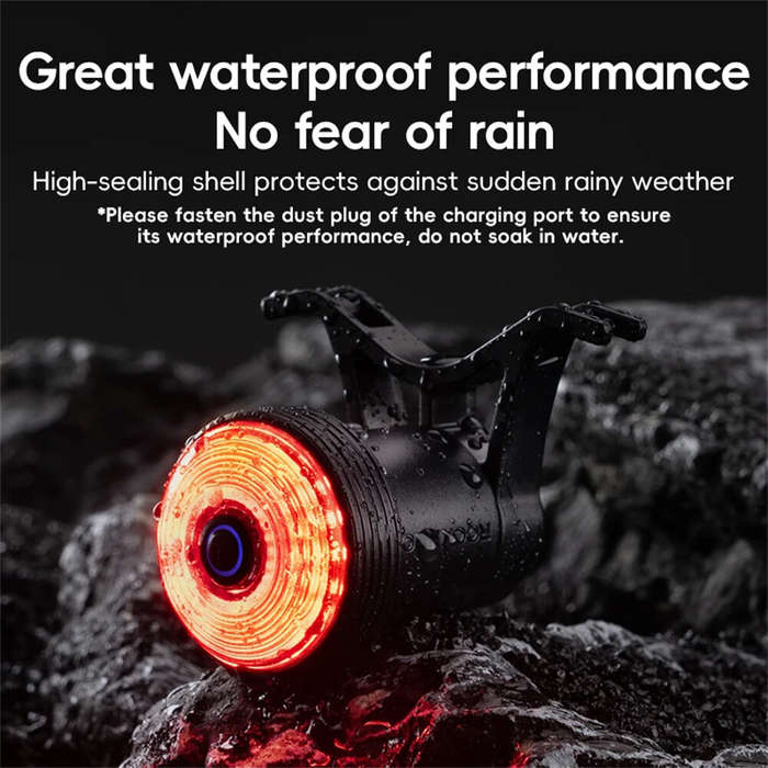 Black - ROCKBROS Q0 Qzero Bicycle Taillight Smart Auto High Brightness Brake Sensing Waterproof LED