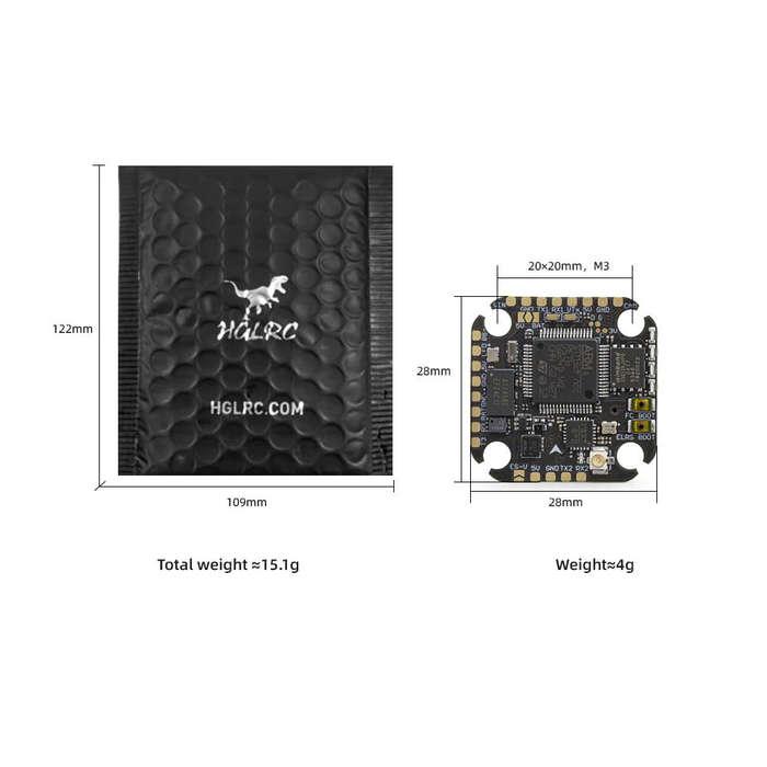 Flight Controller - 2020mm HGLRC SPECTER F722 Lite 2-6S Flight Controller ICM42688 Built-in ELRS 2.4