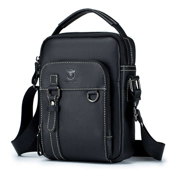 Coffee - BULLCAPTAIN Genuine Leather Men's Shoulder Bag Small Handbag Fashion Crossbody Bag for Men
