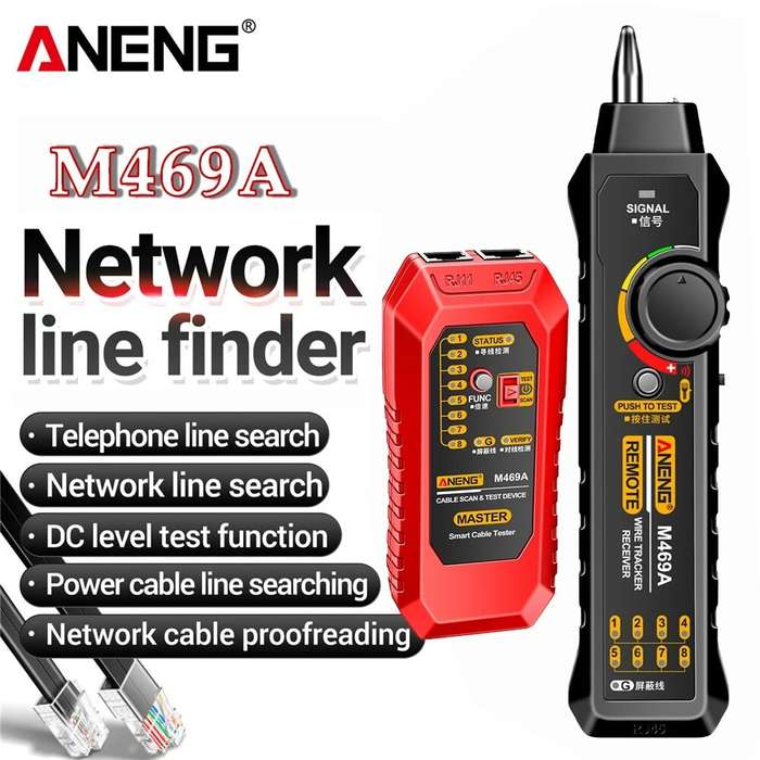 ANENG M469A Smart Network Cable Tester RJ45 RJ11 LAN Cable Tester Finder Wire Tracker Receiver Netwo