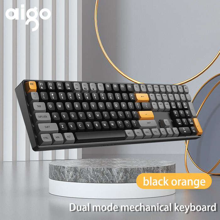 Aigo A108 Gaming Mechanical Keyboard 110 Key Hot Swap 2.4G Wireless Type-c Wired Yellow Switch Recha
