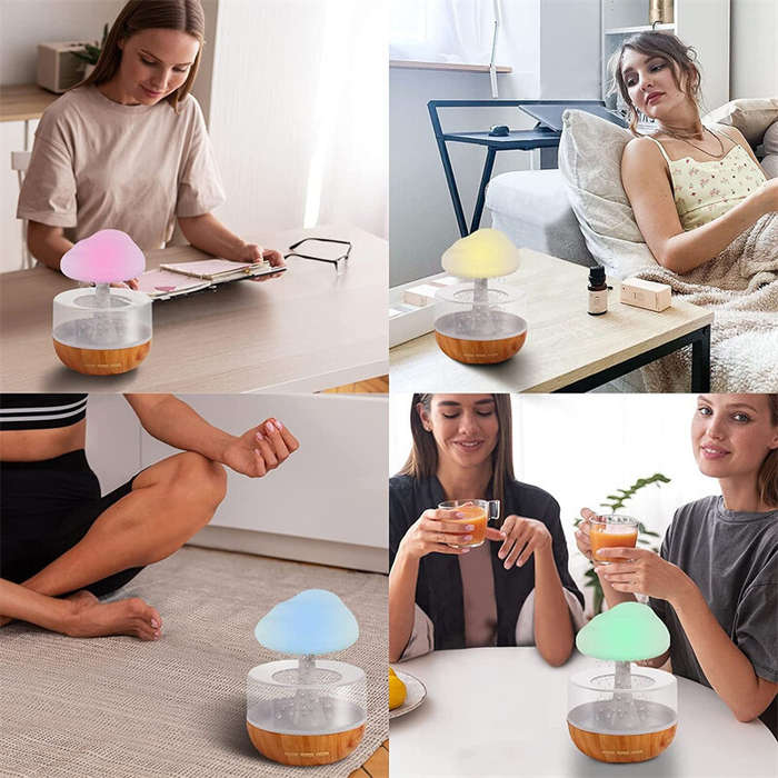 Rain Cloud Humidifier Light Water Drip Aromatherapy Diffuser Humidifier, Raining Cloud Night Light w