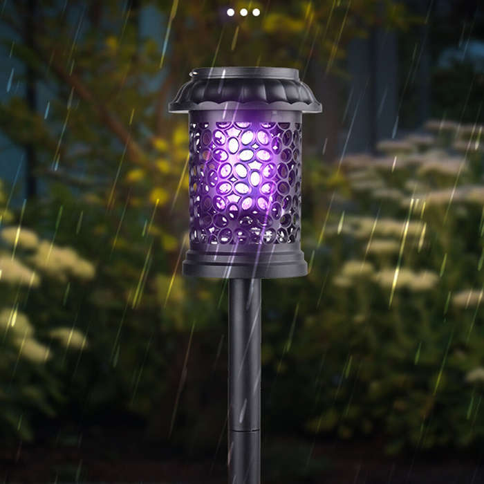 Black - Elfeland Solar Powered Mosquito Killer Lamp Outdoor Waterproof Lawn Light Bug Zapper Mosquit
