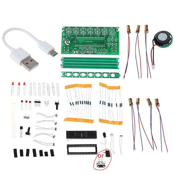 DIY Kit - STC89C52 Electronic Harp Interactive Sound Generation High Bass Switch Illuminated Strings