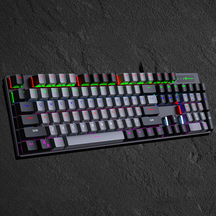 104 Keys Wired Mechanical Keyboard LED Backlit Blue Switch USB Wired Gaming Keyboard for Laptop Desk