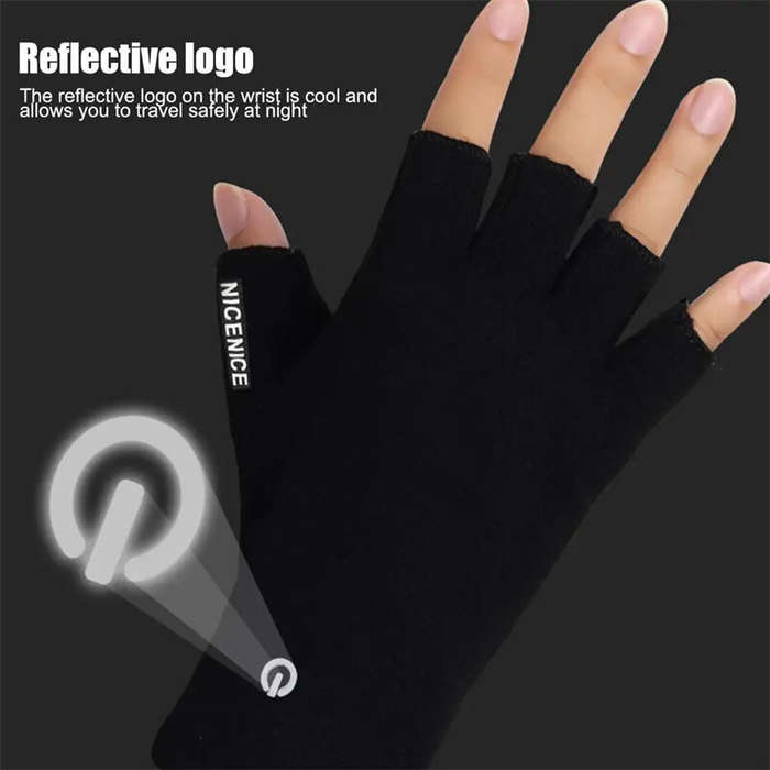 Black - TENGOO Winter Electric Heated Gloves USB Rechargeable Half-finger Gloves Hand Warmer Heating