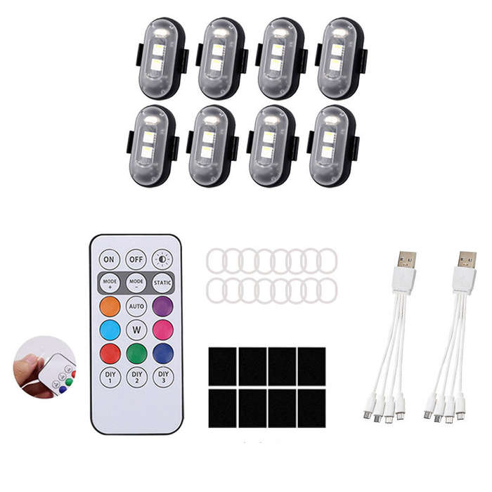 Type A - Multicolor LED Light with Remote Control for Cars, Bikes, Drones, and Outdoor Camping