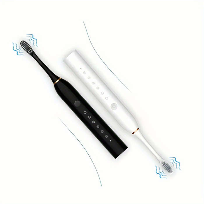Black - Ultrasonic Electric Toothbrush USB Charging Toothbrush for Adults Children Soft Bristles Por