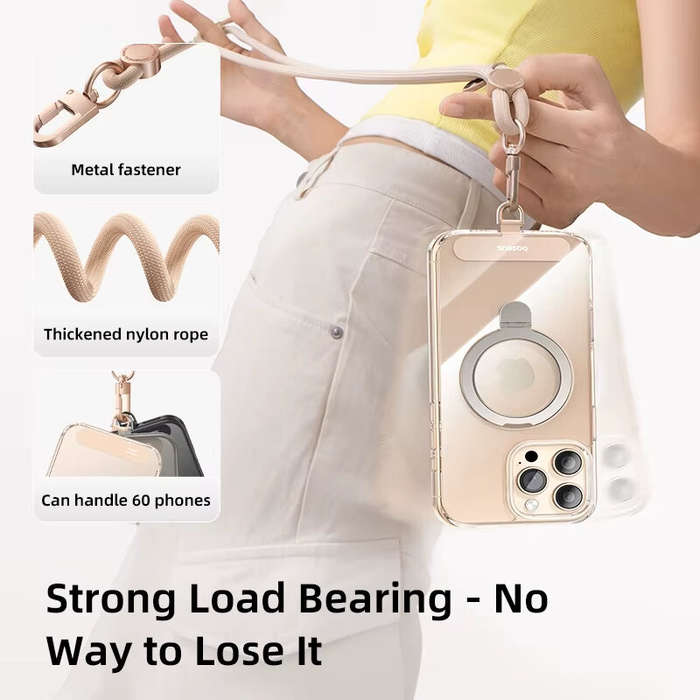 Titanium - Baseus Let's Go Phone Lanyard Ultra-slim Patch 35-70cm Adjustable Strap Tab Detachable An