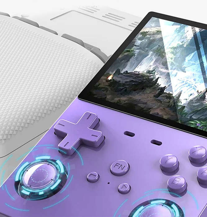 Purple - L35 128G Open Source Handheld Gaming Console 3.5-inch IPS Screen RK3326 Quad-core Built-in
