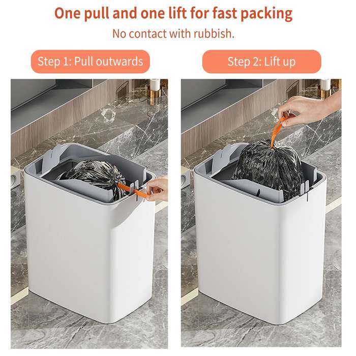 White - 15L Automatic Trash Can with Smart Sensor Easy Fast Packing Non-contact Trash Can with Lid W