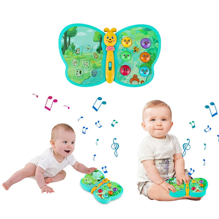 Yellow/Green - Multifunctional Electric Interactive Musical Moth Toddlers Baby Educational Sound and