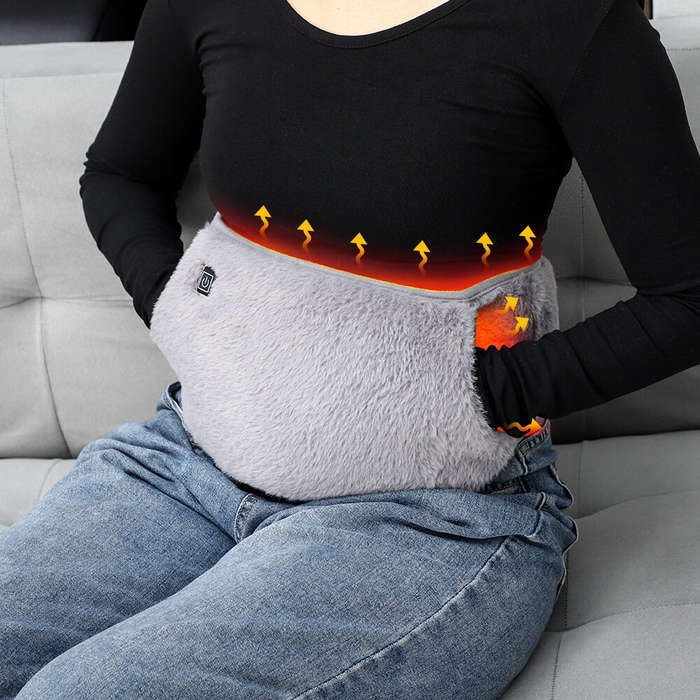 Gray - Heated USB Waist Belt 3 Adjustable Temperatures Warm Waist Belt Electric Heating Waist Belt C